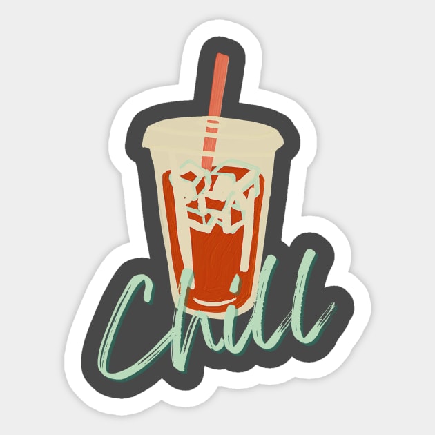 Iced Coffee and Chill Sticker by Life Happens Tee Shop